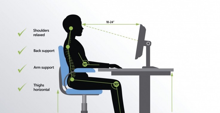 Correct sitting posture stock image