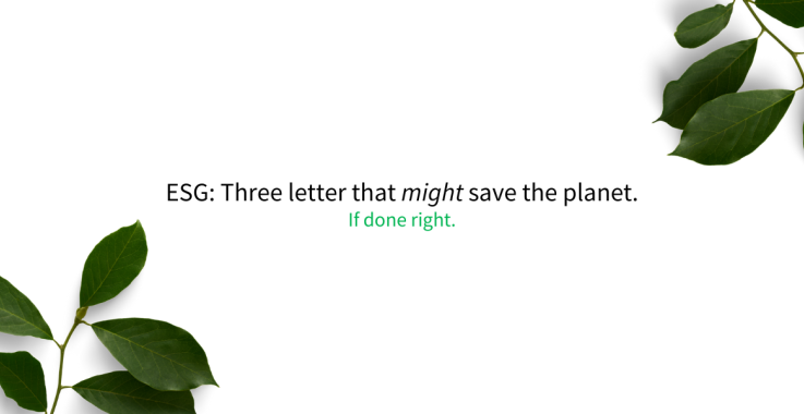 ESG: Three letters that might save the planet.